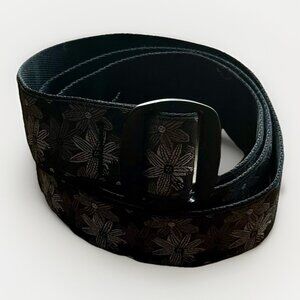 Bison Designs Belt Black Floral Women’s  Medium Adjustable Made in Colorado USA